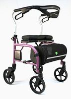 Evolution Trillium Lightweight Medical Walker Rollator with Seat, Large Wheels, Brakes, Backrest, Basket for Seniors Indoor Outdoor use (Tall, Pink)