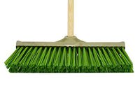 Uniware 15.7" Multi-Surface Push Broom with 48 Inch Wooden Broomstick, Green