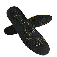 Healifty Leather Insoles 1 Pair of Massage Insoles Acupuncture Massage Pads Magnetic Sock Liner Cuttable Pads Size 45 (Black)