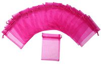 ZUUC Organza Drawstring Pouch Bag,2.8''W x3.6" L, Pack of 100 (Fuchsia)