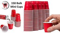 Red Shot Glasses - Mini Solo Cups (150 Bulk Red Cups) - Plastic Shot Cups - Jello Shots - Jager Bomb Cups - Beer Pong - Perfect for Serving Condiments, Nuts and Samples - Red Shot Cups
