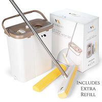 Fifth&Loft Absorbent Sponge Mops and Bucket Set with Self Wringer and Cleaning, Extra Pad Refill, Dual Water Buckets, 53" Steel Handle 13" Mop Width, Suitable for Hardwood, Kitchen Floor, Window