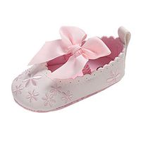 LONGDAY Baby Girls Infant ler Sandals Casual Flat Soft Sole Embroidery Fabric Bow Lace Slip On First Walk Anti Skid Pink
