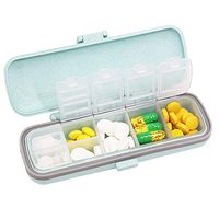 Pill Organizer Daily Pill Box Portable Medicine Organizer Pill Dispenser Pill Case 7 Compartments Medicine Organizer Eco Friendly Material Weekly Pill Container for Vitamin, Fish Oil - Green