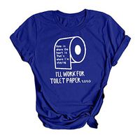 Coupondeal Women Letters Printing Short Sleeve O-Neck Tee T-Shirt Tunic Blouse Tops(Blue,XXL)