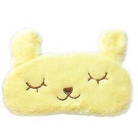 Outflower Cute Plush Rabbit Eye Mask Soft And Comfortable Cartoon Eyeshade Ice Goggles for Women Yellow