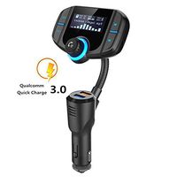 Bluetooth FM Transmitter for Vehicle, Wireless Radio Audio Adapter Kit with 1.7 inch LED Display and USB QC3.0 Car Charging Port, Support TF /Micro SD Card/MP3/MP4