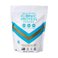 Iconic Protein Powder, Unsweetened, 1 Lb (20 Servings) | Sugar Free, Low Carb Protein Powder | 20g Grass Fed Whey Protein & Casein Protein | Lactose Free, Gluten Free, Kosher, Non-GMO | Keto Friendly