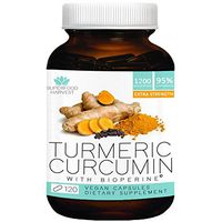 Organic Turmeric Curcumin with Bioperine® - 1200mg (120 Capsules) - Extra Strength Pain Relief & Joint Support Supplement - Non-GMO, Made in The USA
