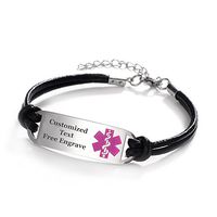 Sinobear Custom Star of Life Medical Alert Bracelet for Women Men