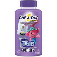 One A Day Kids Trolls Multivitamin Gummy, 180 Count, with Vitamins A, B6, B12, C, D, and E, Zinc, Folic Acid, and Biotin (Packaging May Vary)