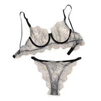 💫GateLie Women's Perspective Lace Lingerie Suits Underwire Tops Bra and Panties Shorts Sleepwear Underwear Bodydoll (White, XL)