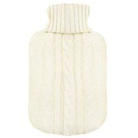 TRIXES Knitted Cover for Hot Water Bottle - Beige Knitted Insulator - Cover only (Hot Water Bottle not Included)