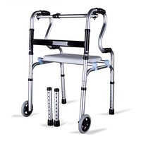 YXIUER Medical Aluminum Alloy Folding Walker with Wheels,Adjustable Height and Detachable Legs,Elderly People Walker Disabled Person Walking Rehabilitation Equipment Bathroom Bath Chair