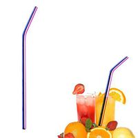Stainless Steel Staws,Sikye 6mm Diameter Metal Drinking Reusable Straws Bent/Straight Washable Lenth 21.5cm (Multicolor (Bent))