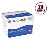 Dealmed Medical Surgical Sponges, 4" x 4", 8 Ply, (200/Sleeve, 20/Case)
