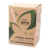 Paper Straws, 7 3/4 Inch Individually Wrapped, Eco Friendly and Bio-Degradable Straws, Bulk Pack of 400/Box, White