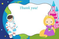 30 Blank Thank You Cards Astronaut Princess Space Kids Girl Boy Birthday Party + 30 White Envelopes