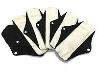 6 Bamboo Mama Cloths/Menstrual Pads/Reusable & Water Resistant Sanitary Pads/Panty Liners (Regular, Black - 6)