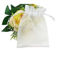 AQUAPAPA 100 Drawstring Color Sheer Organza Bags Jewelry Pouches Wedding Party Christmas Favor Gift Bag (Ship from USA) (4"x 6", White)