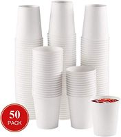 Netko White 10 Oz Paper Cups - Disposable Coffee Cups | Beverage Drinking Paper Glass for Water, Juice, Tea 50Pack