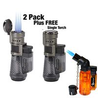 Vertigo Cyclone Triple Torch Charcoal 2 Pack Plus Lighter