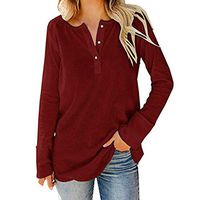 Vivilpus Womens Tops Plus Size Short Sleeve 2019 Autumn/Winter Long Sleeve Shirts Fall V Neck Button Down Casual T-Shirts Blouses Tee