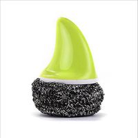 Youzpin 1 Pcs Creative Shark Fin Shape Handle Grip Stainless Steel Wire Ball Cleaning Brush,Kitchen Washing Dishes, Brush Pan Stubborn Stain Removal Cleaning Tool