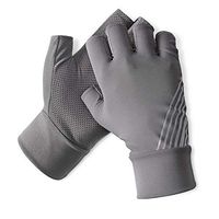 Yjdr Sun Protection Gloves Ladies Summer UV Protection Driving Half Finger Sunshade Breathable Short Non-Slip Gloves Unisex (Color : Medium Gray)