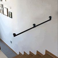 JPFUSHOU Stair handrail, Iron Retro Water Pipes Multifunction Indoor Outdoor Bar Customizable Size Black White 0.5m, 1m, 1.5m, 2m Balance Assist (Color : Black, Size : 0.5m)