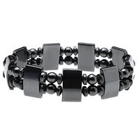 Top Plaza 2pcs/Set Men's Women's Hematite Metal Healing Energy Magnetic Therapy Bracelets, 6.5 Inches
