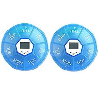 New Daily Pill Box Reminder with Flashing Light and Beeping Alarm (Blue)