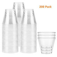 Yesland 200 Pack Clear Plastic Cups - 9 Ounce - Hard Disposable Cups Plastic Wine Cups/Party Cups/PET Cups