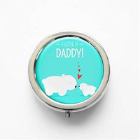 RhyNSky Polar Bear - Animal Mini Portable Pocket Pill Box Case Holder for Purse, 3 Compartments, Silvery, C249