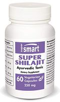 Supersmart - Super Shilajit 250 mg - 100% Natural Ayurvedic Tonic | Non-GMO - 60 Vegetarian Capsules