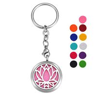 VALYRIA Stainless Steel Lotus Flower Essential Oil Diffuser Keychain Aromatherapy