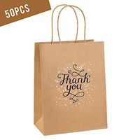 Anms Kraft Paper Bag with Handle 50 Packs Wedding,Party,Birthday,Thank You Gift Bags Paper Shopping Bags Retail Bags Handmade Bags Bulk 100% Recyclable Paper Eco Bags 8.3 × 4.3 × 10.6 in