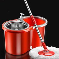 360 Degree Double Drive Rotary Mop Bucket Automatic Drying Dehydration Good God Drag Mop Absorbent Looms Microfiber Cleaning Head Rotating Mop Floor Barrel Kitchen