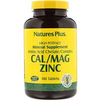 NaturesPlus Cal/Mag/Zinc - 1,000 mg Calcium, 500 mg Magnesium, 75 mg Zinc - 180 Vegetarian Tablets - Multi Mineral Supplement, Supports Bone, Heart & Immune Health - Gluten-Free - 45 Servings