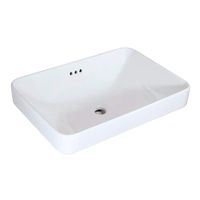 Winzo WZ6174 Rectangular Drop-in Bathroom Sink,Modern Design,Semi-recessed Vessel Basin With Overflow for Vanity Porcelain White