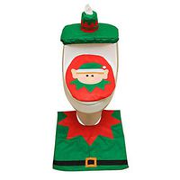 Christmas Decorations for Home Bathroom/WC Red Flannel Santa Toilet Cover and Rug Xmas Decoration Christmas Toilet Seat Cover (Spirit)