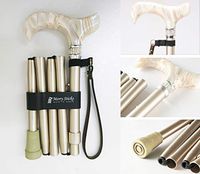 Merry Sticks Designer Folding Adjustable Walking Cane, Royal Champagne Gold with Swarovski Crystals