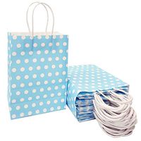 Polka Dot Gift Bags Blue Kraft Paper Bags with Handles for Party Favors Supplies by ADIDO EVA（8.2 x 6 x 3.1 in Baby Blue）