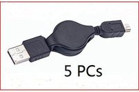 LStech Five PCs (Pack) of Retractable USB A Male to 5 Pin Mini USB Charge and Sync Cable