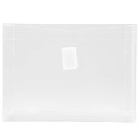 JAM PAPER Plastic Expansion Envelopes with Hook & Loop Closure - Index Size - 5 1/2 x 7 1/2 with 1 Inch Expansion - Clear - 12/Pack