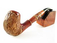 New American Eagle Churchwarden Pipe, Tobacco Smoking Pipe Engraved 8.7 in