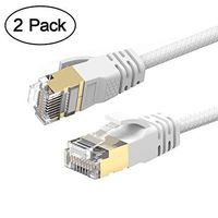 Cat7A Ethernet Cable 3m, VANDESAIL 2 Pack LAN Network Patch Cable RJ45 Cords Shielded (White)