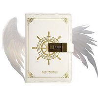 Peninsula Iron Box Digital Password Notepad Notebook Diary Daily Memos Planner Agenda Notebook Pu Leather Sketchbook with Lock Office Student Password JUSTMOO (Color : White)