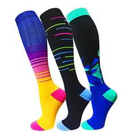 Compression Socks for Men & Women(3 Pairs),15-20mmHg is Best Stockings for Running,Nurses,Athletic,Medical,Pregnancy,Travel-Boost Performance,Blood Circulation&Recovery(Multicoloured 8,Large/X-Large)