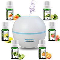 Simply Diffusers Long Running Aromatherapy Diffuser with Oils Bundle GIFT SET includes 6 x 100% Pure Essential Oils, LED Lights, Timer, 165ML Water Tank, Auto Shut Off, BPA Free in Color White